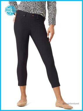 Women's Denim Capri Leggings with Pockets and Side Slits
